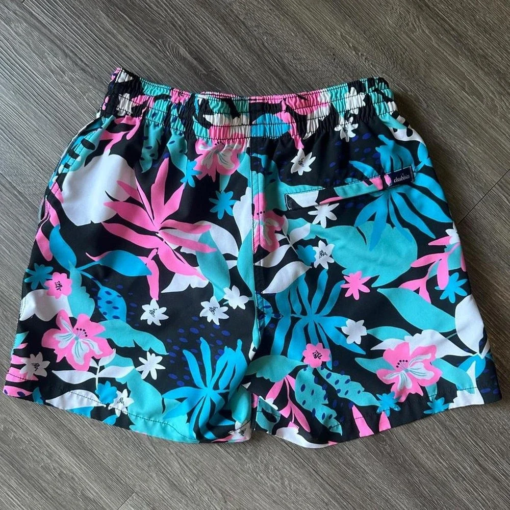 Chubbies 5.5 Inseam Tropical Floral Swim Trunks Shorts Small Blue Pink